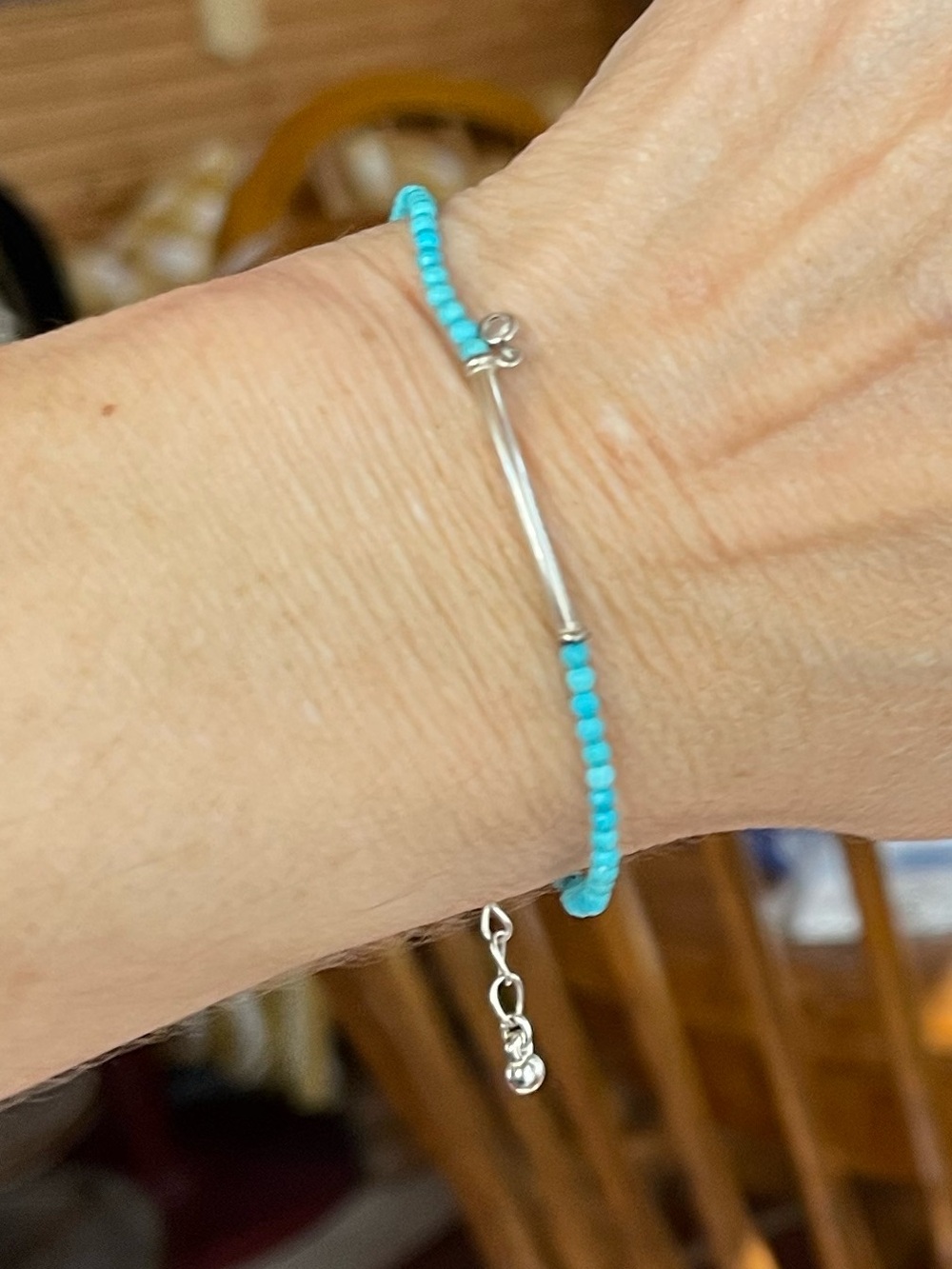 Silpada Sterling Silver & Faceted Amazonite Bead Bracelet